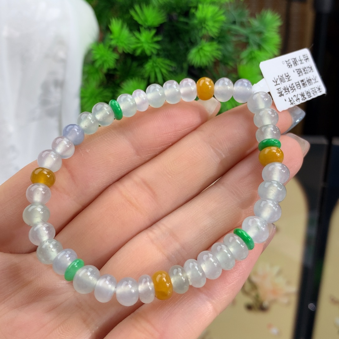 翡翠手链未镶嵌冰种多宝鼓珠手链卡5.9-6.9m m