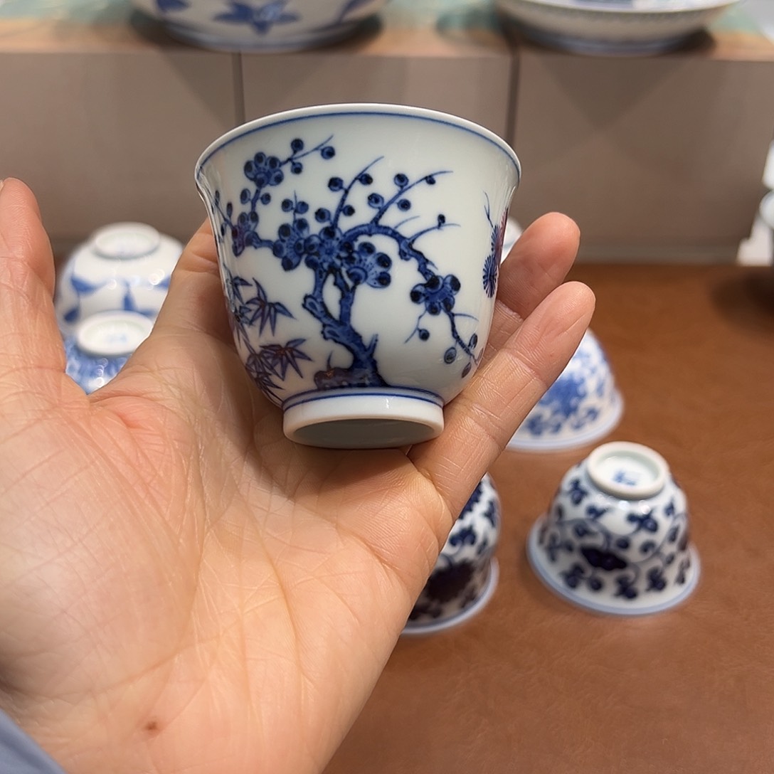 杯子松竹梅闻香杯80毫升纯手工