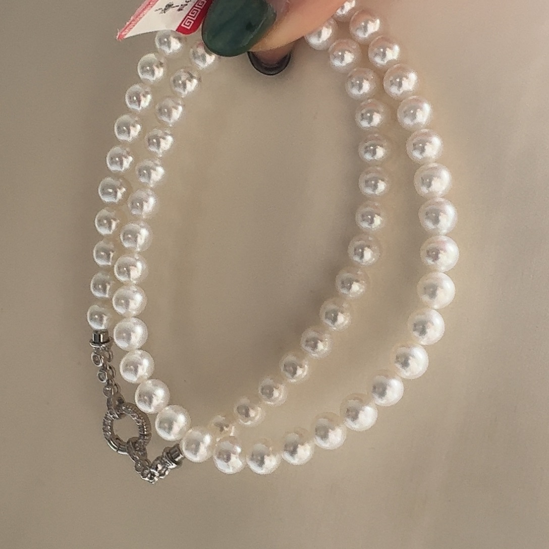 淡水珍珠银S925镶嵌颈饰6-7mm