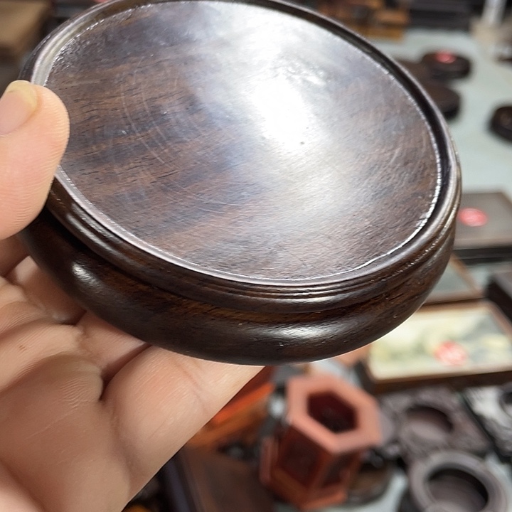 紫砂红木底座工艺品红木底座工艺品9公分