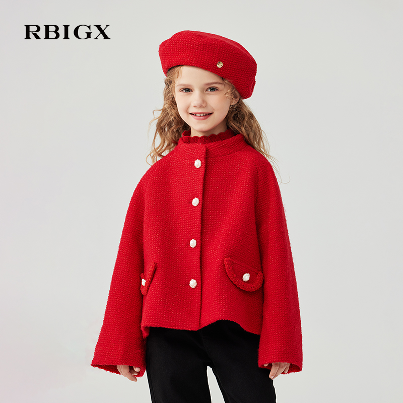 【商场同款】RBIGX瑞比克童装冬季新款羊毛混纺小香风大衣DY4DR2617
