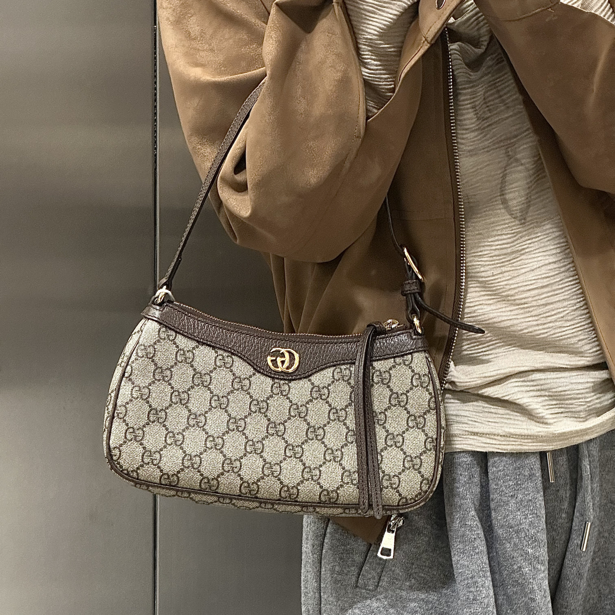95新 GUCCI/古驰 ophidia 系列老花腋下包
