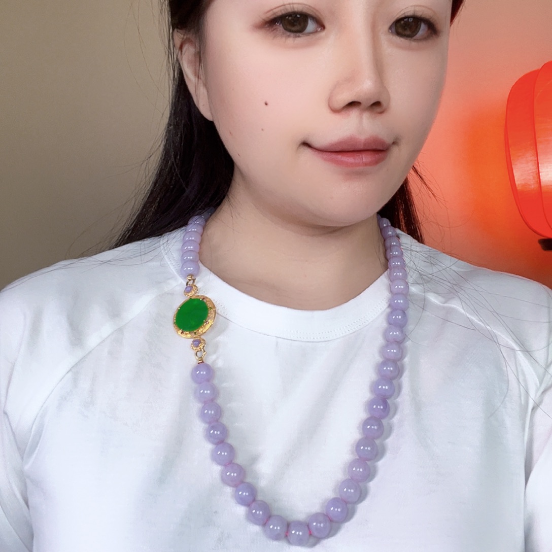 翡翠18K金镶嵌颈饰签收后24小时鉴赏期