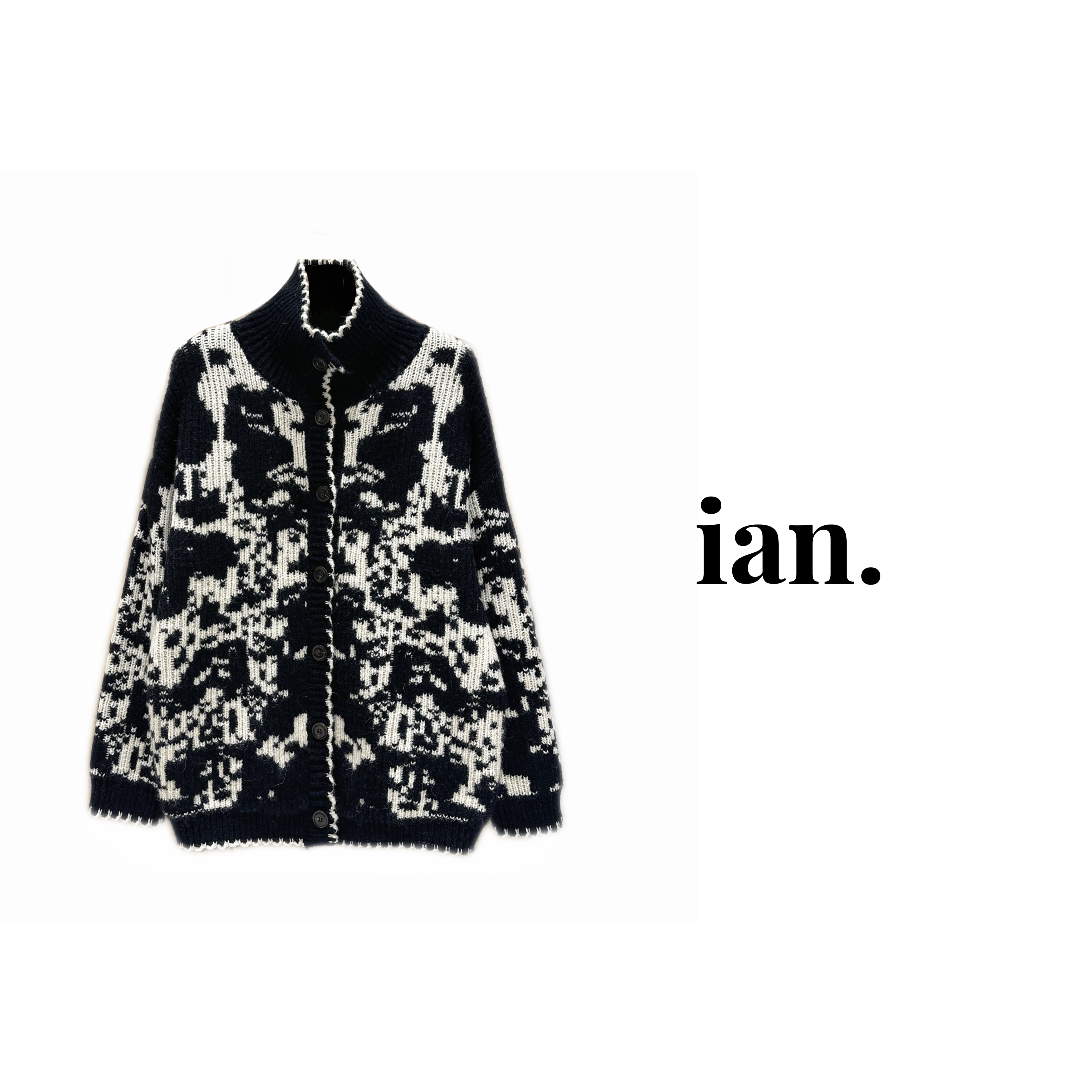 【ian】黑雾 超厚实 羊驼绒高级感长款羊毛外套开衫