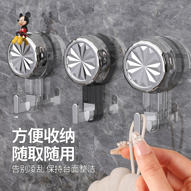 雪花吸盘挂钩免打孔浴室真空无痕卫生间毛巾门后衣服家用壁挂式功