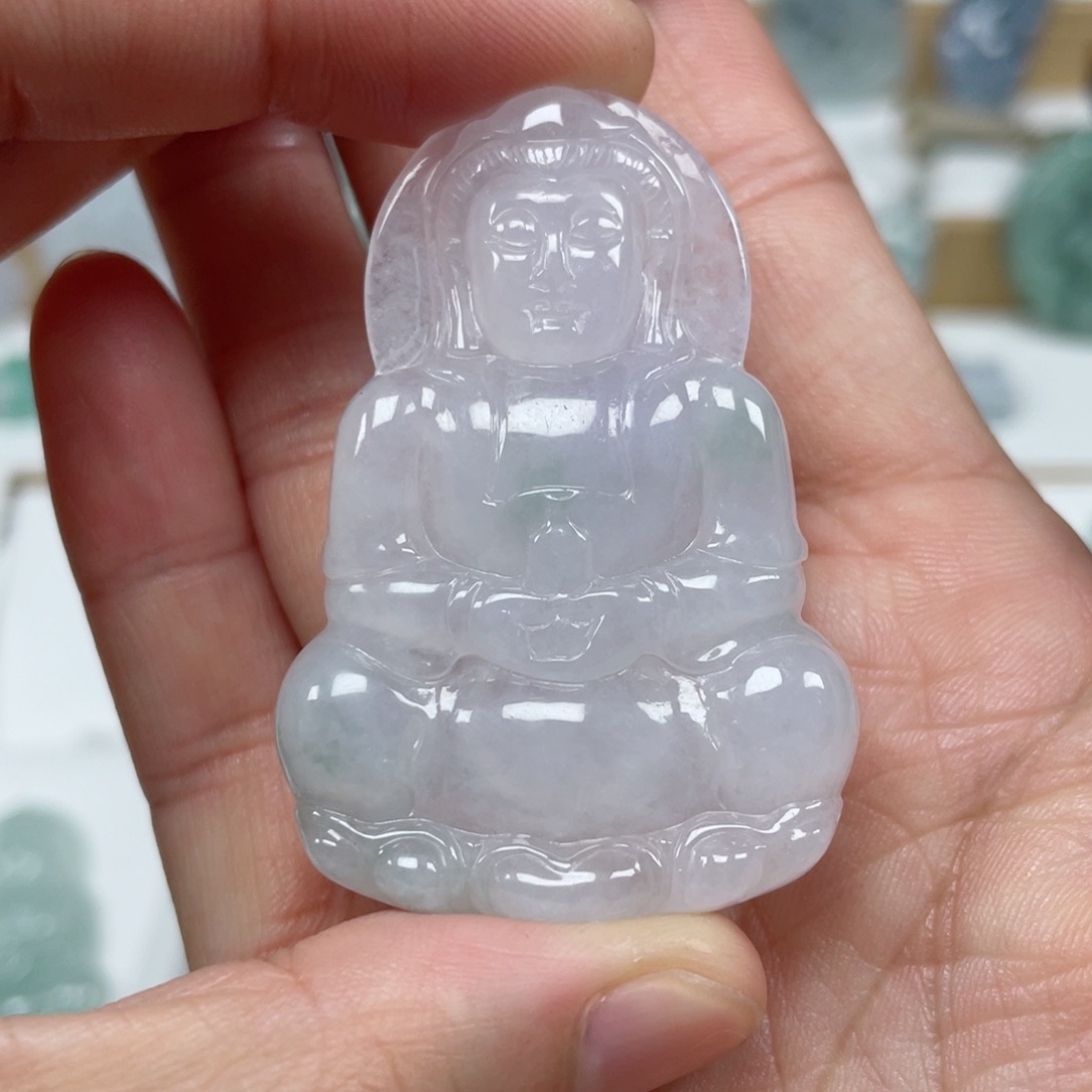 翡翠颈饰未镶嵌天然翡翠A货观音1号