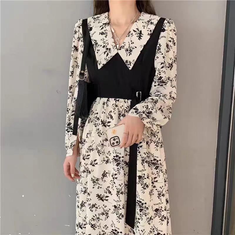 A29设计师新款法式碎花高级感遮肉显瘦长裙