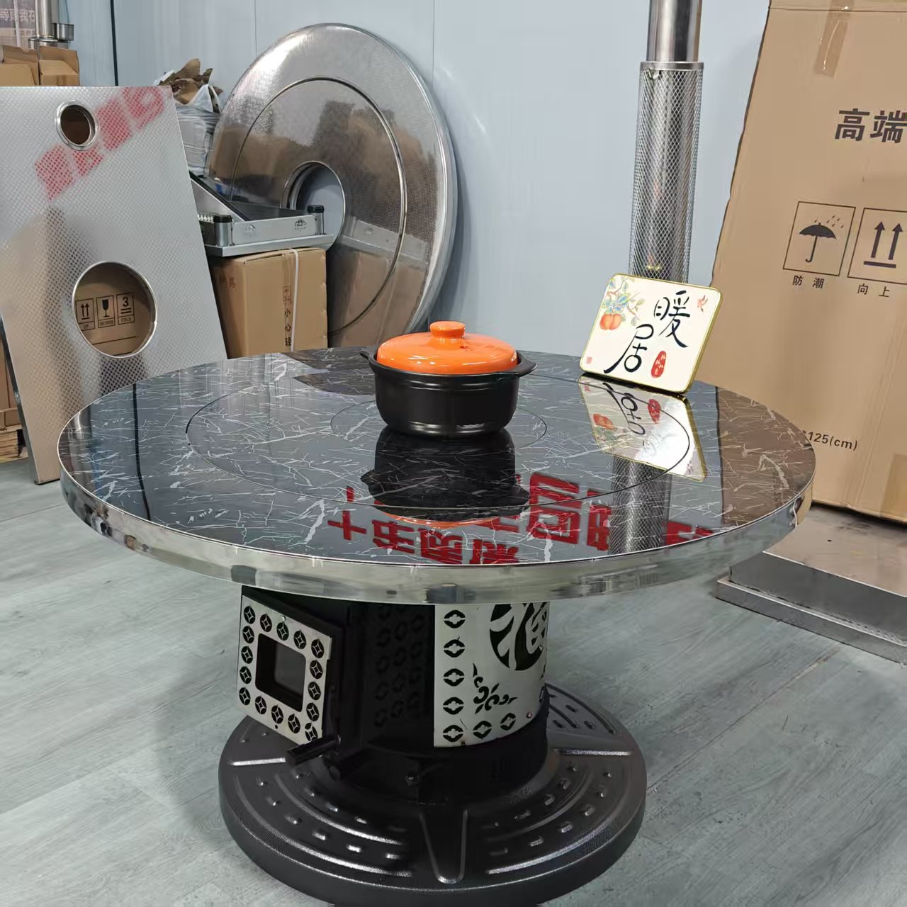 6 新款130斤至尊款活动铸铁款气化炉农村家用烤火炉子室内无烟炉