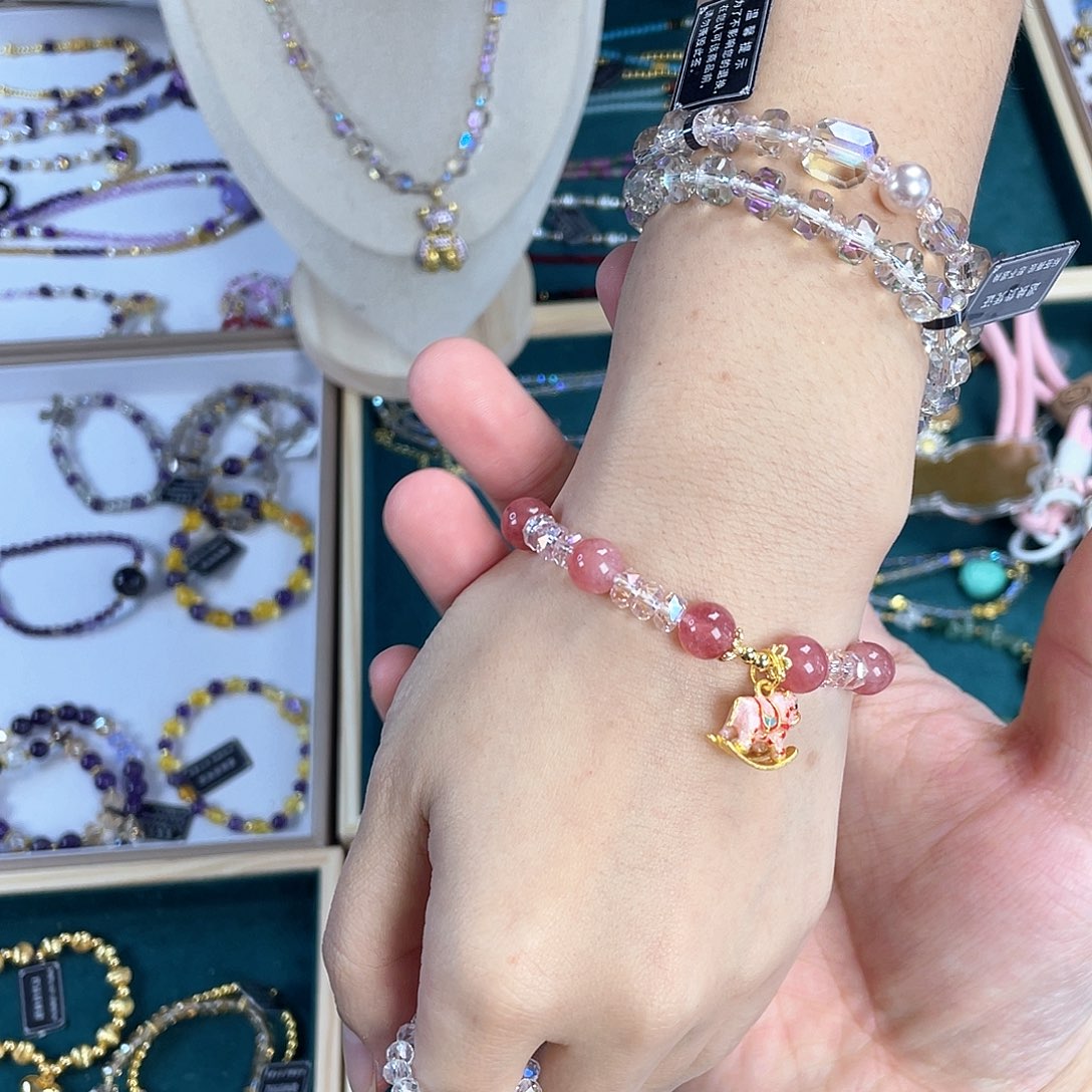 水晶手链银S925镀金镶嵌