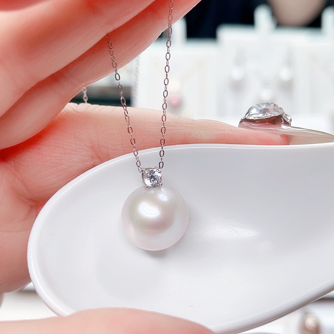 银S925镶嵌淡水珍珠吊坠(不含链)