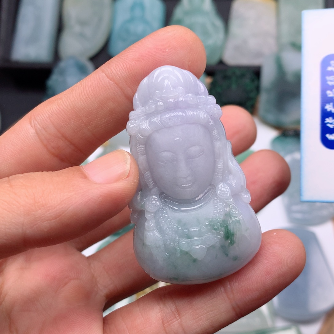 【闪购商品】翡翠颈饰未镶嵌飘花观音头