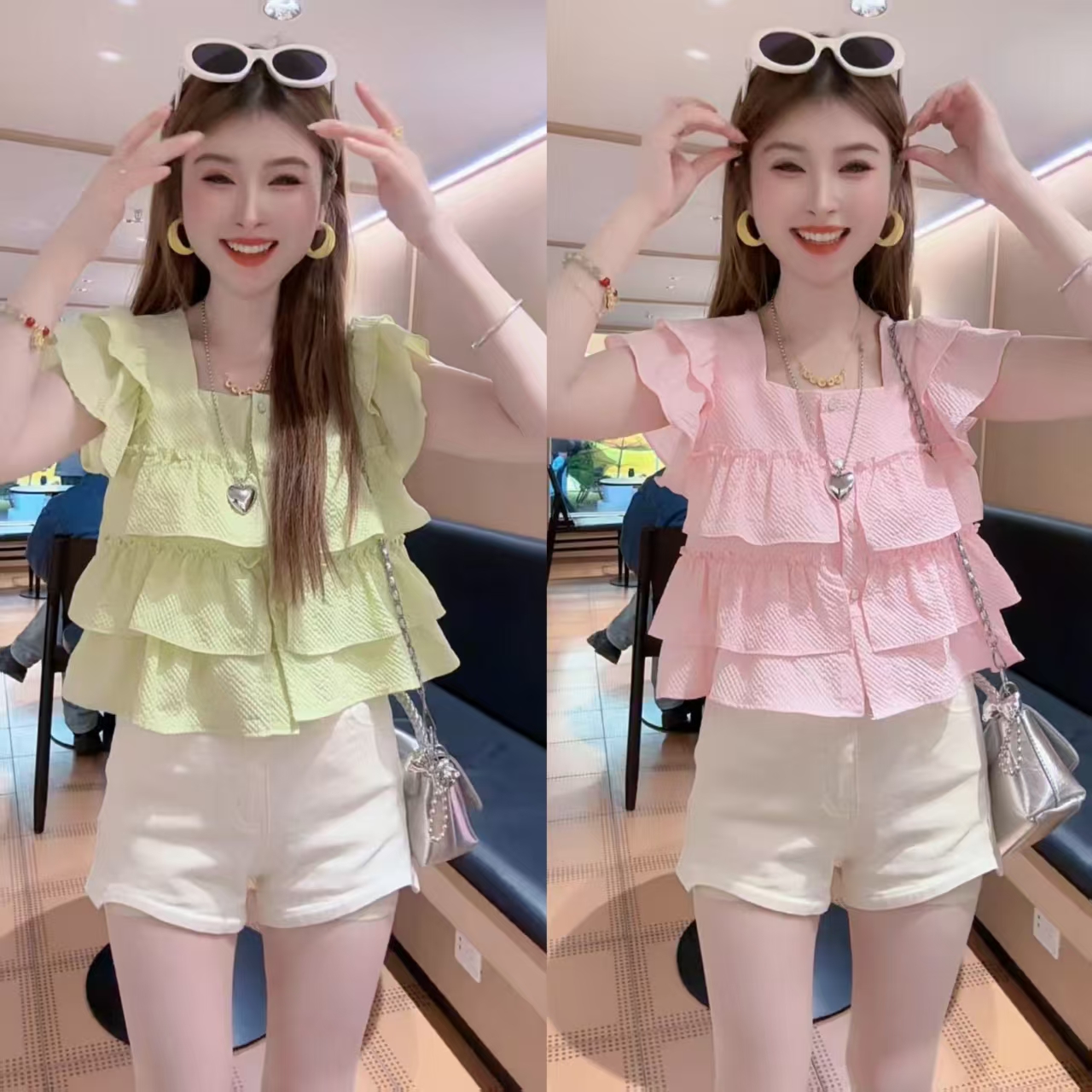 【月月专享】糖果屋 设计感荷叶边显瘦百搭上衣XXJ-Z00496