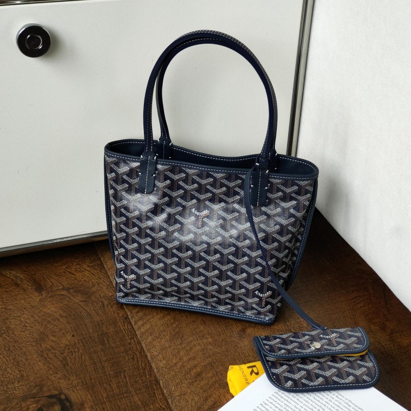 未使用 Goyard Azul - 25年海军蓝老花tote mini手提托特包52029