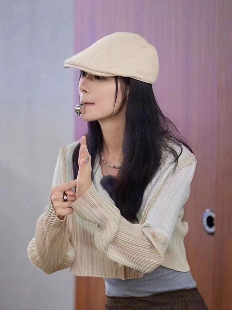 亚麻鸭舌帽夏透气复古英伦女贝雷帽文艺青年鸭嘴帽英伦前进帽