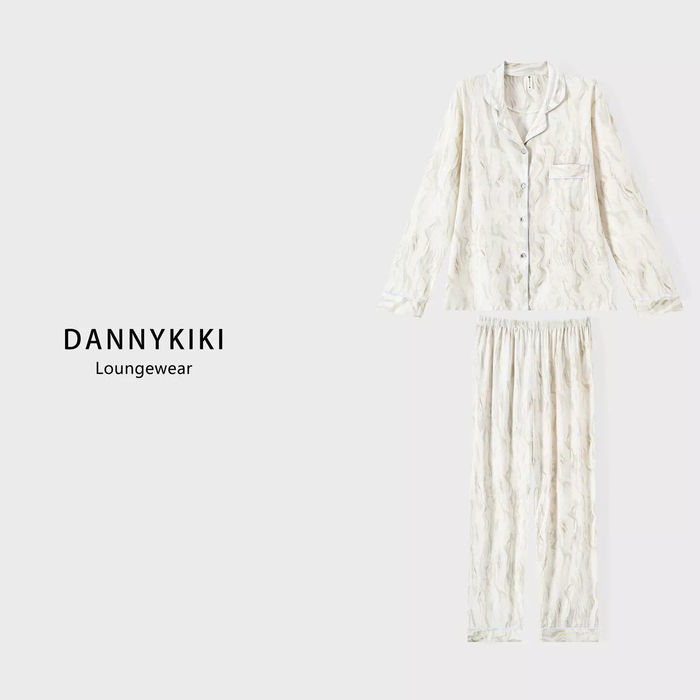 【白玉】睡衣女春秋季薄款2025新款网红时尚大码可外穿家居服套装