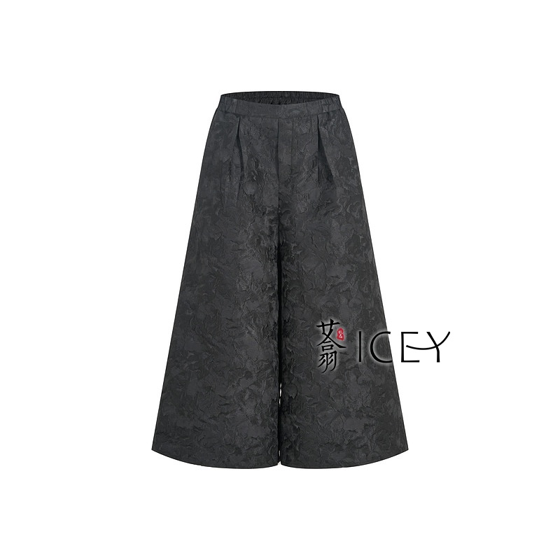 艾翕甄选【浮世绘】提花气质阔腿裤ZX2401301-1