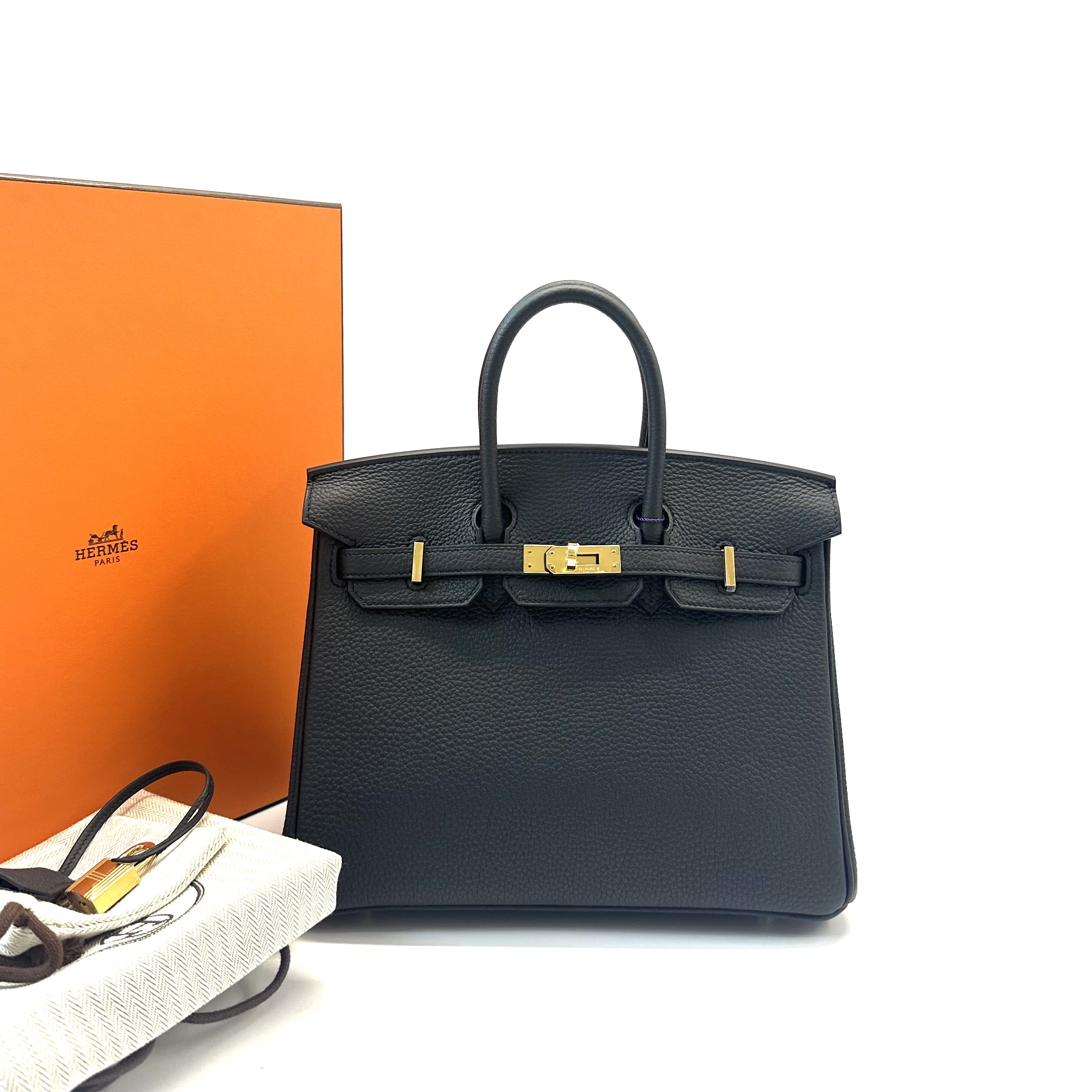 未使用 Hermes/爱马仕  birkin25 金扣 马铁灰色手提包 