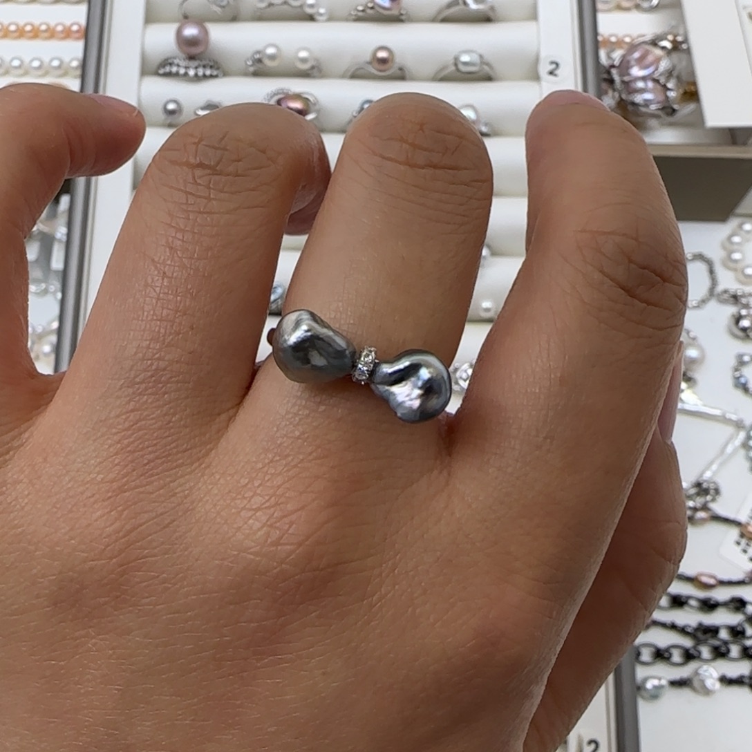 戒指海水珍珠银S925镶嵌