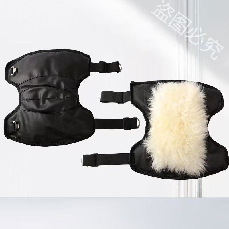 摩托车电动车真皮护膝冬季加厚防寒挡风男女骑车护具