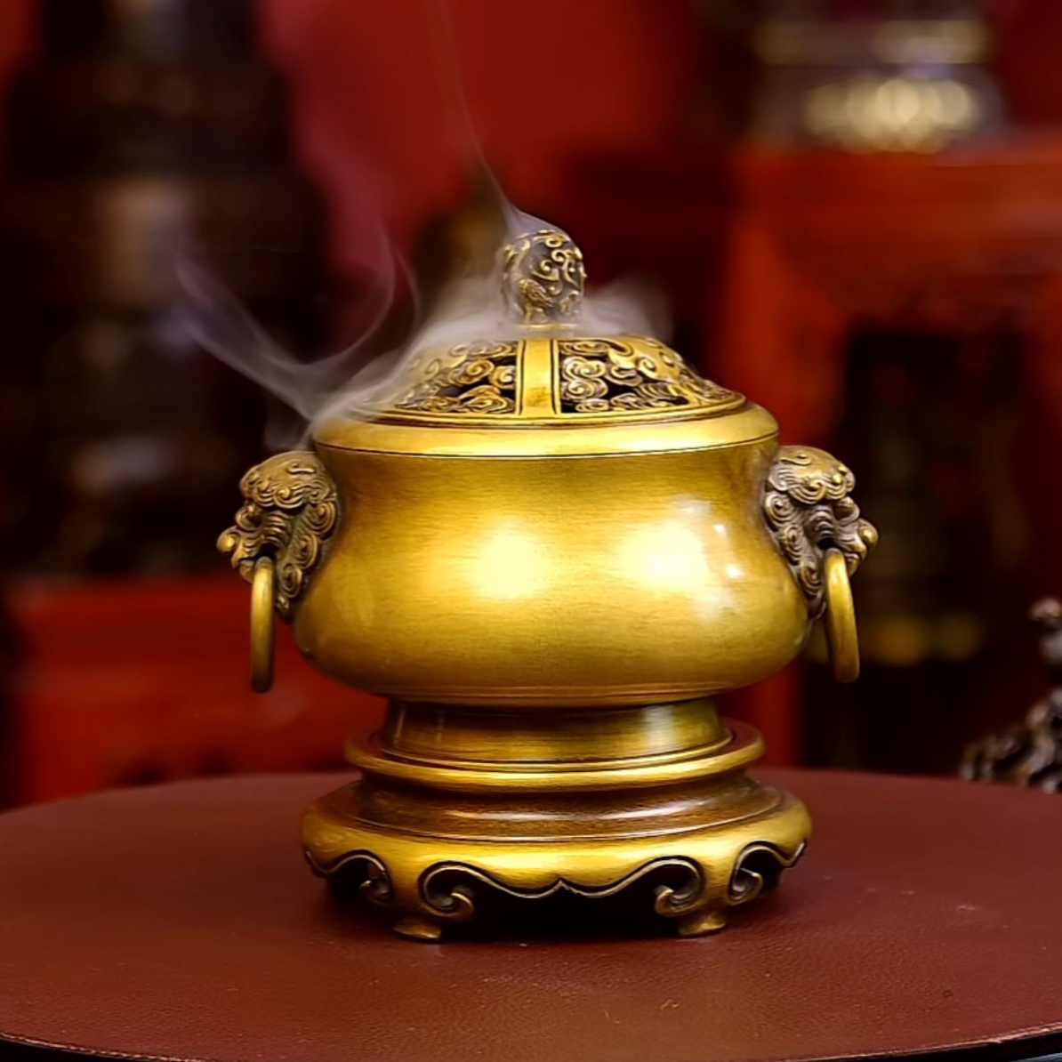 【炉香韵】带底座狮耳薰香炉