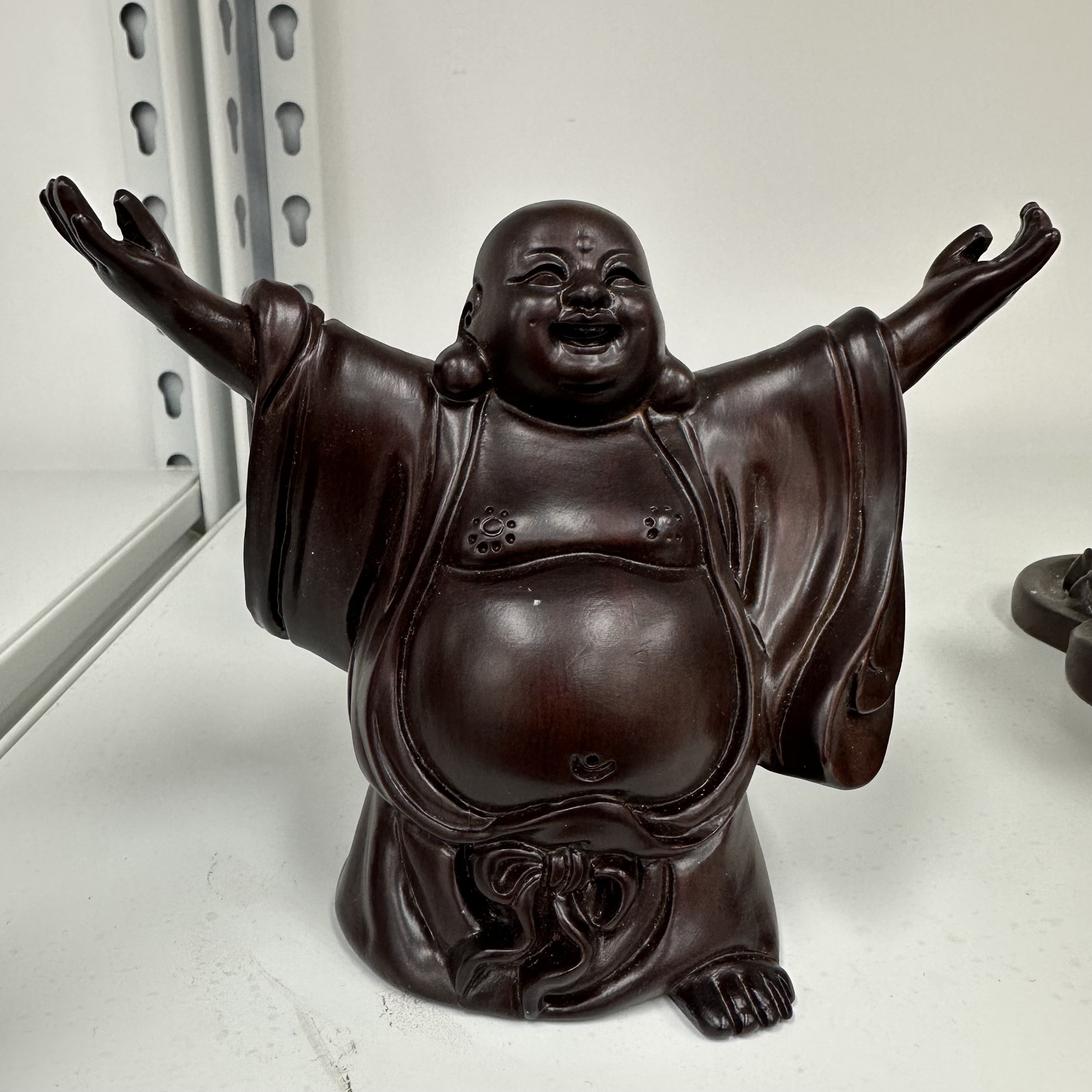 十一【黑檀木雕自在弥勒】长15宽6高11cm（孤品摆件 介意微瑕勿拍）