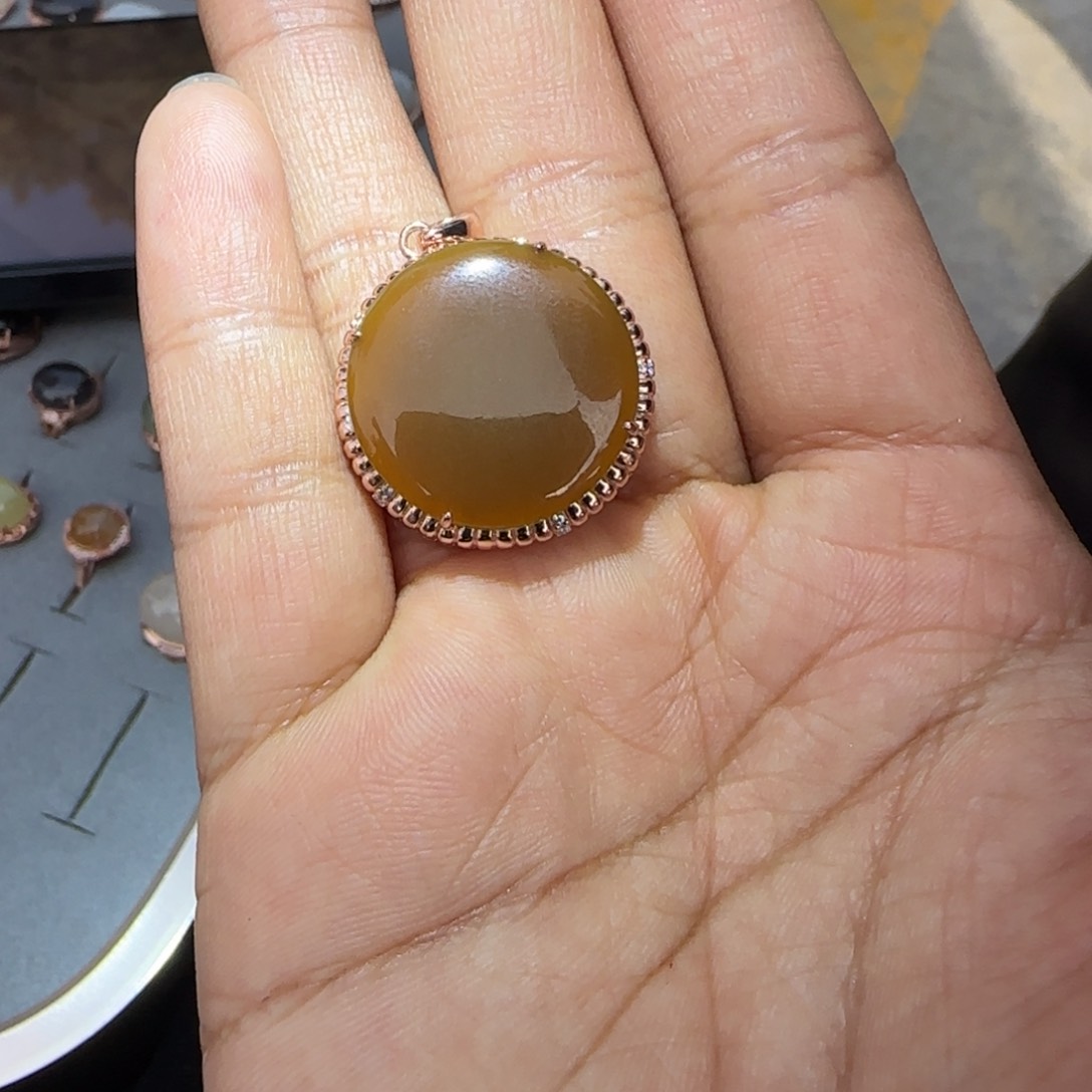 和田玉颈饰银S925镶嵌