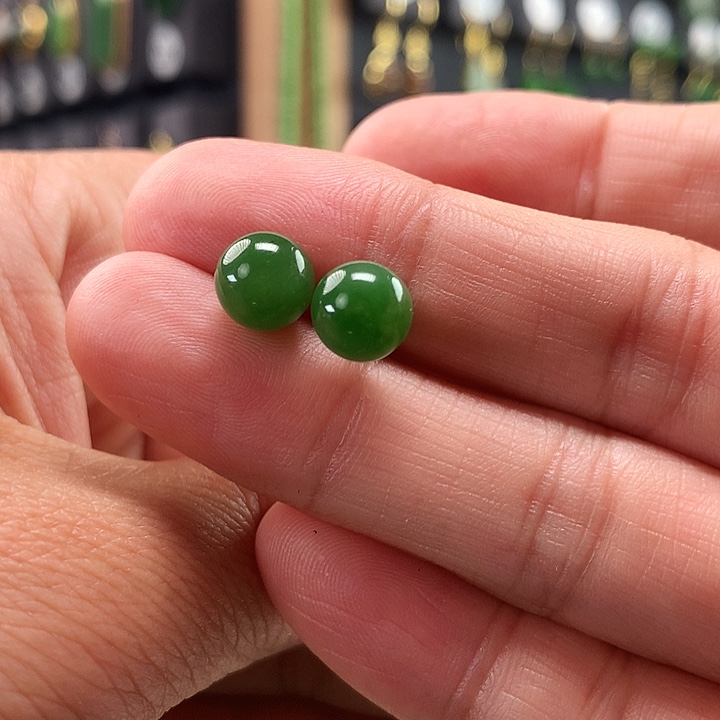 和田玉耳饰18K金镶嵌