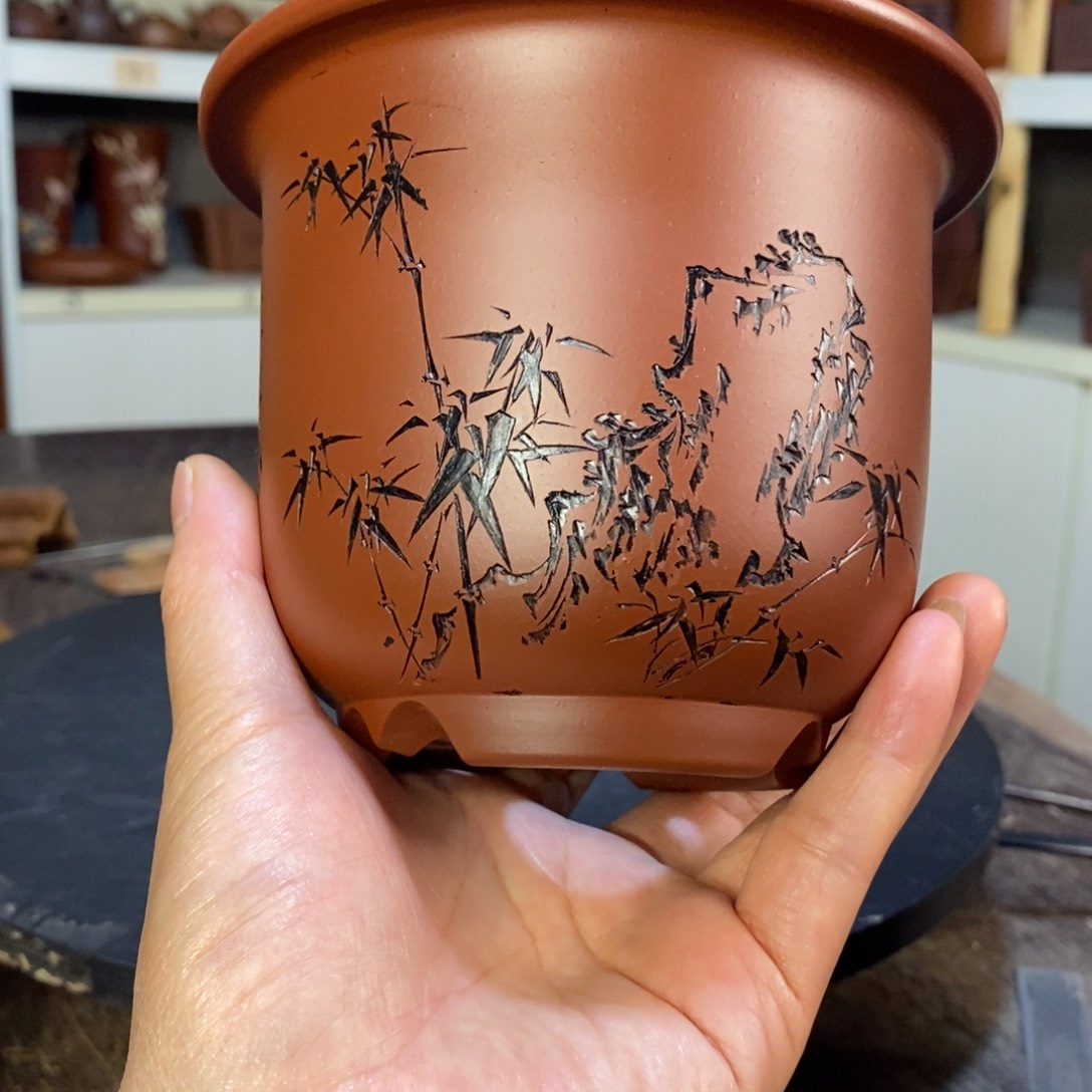 紫砂花盆花盆紫砂手工制作