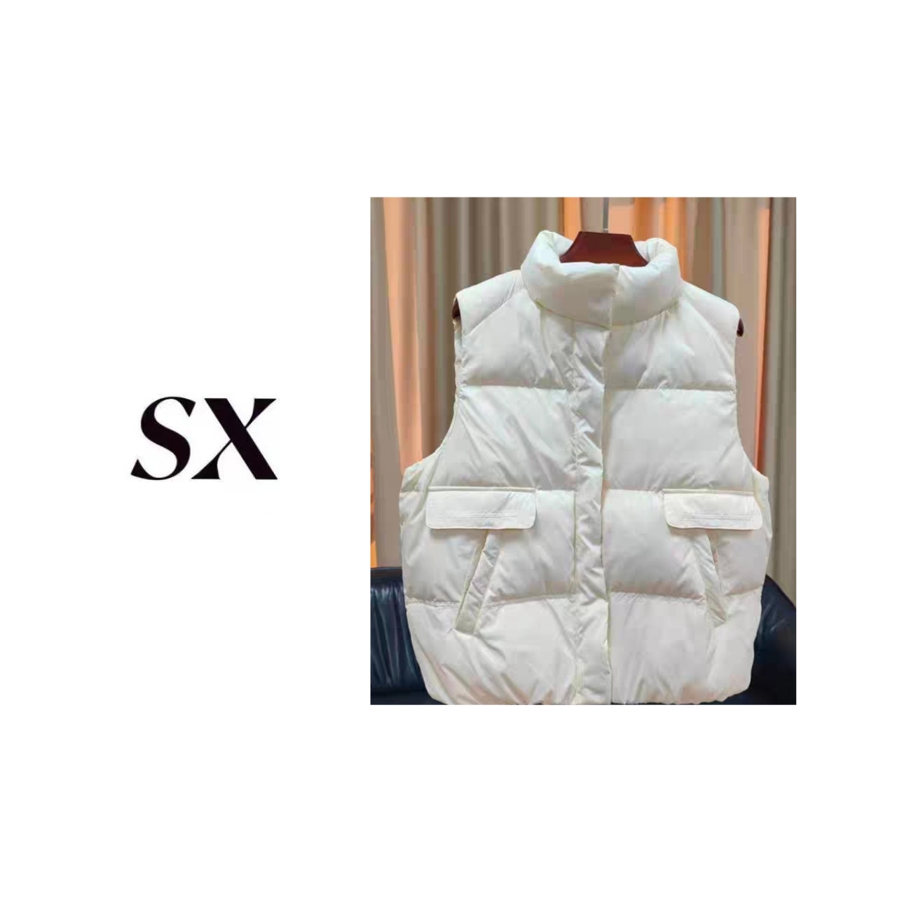 【2088】#SX-白色简约百搭羽绒马甲