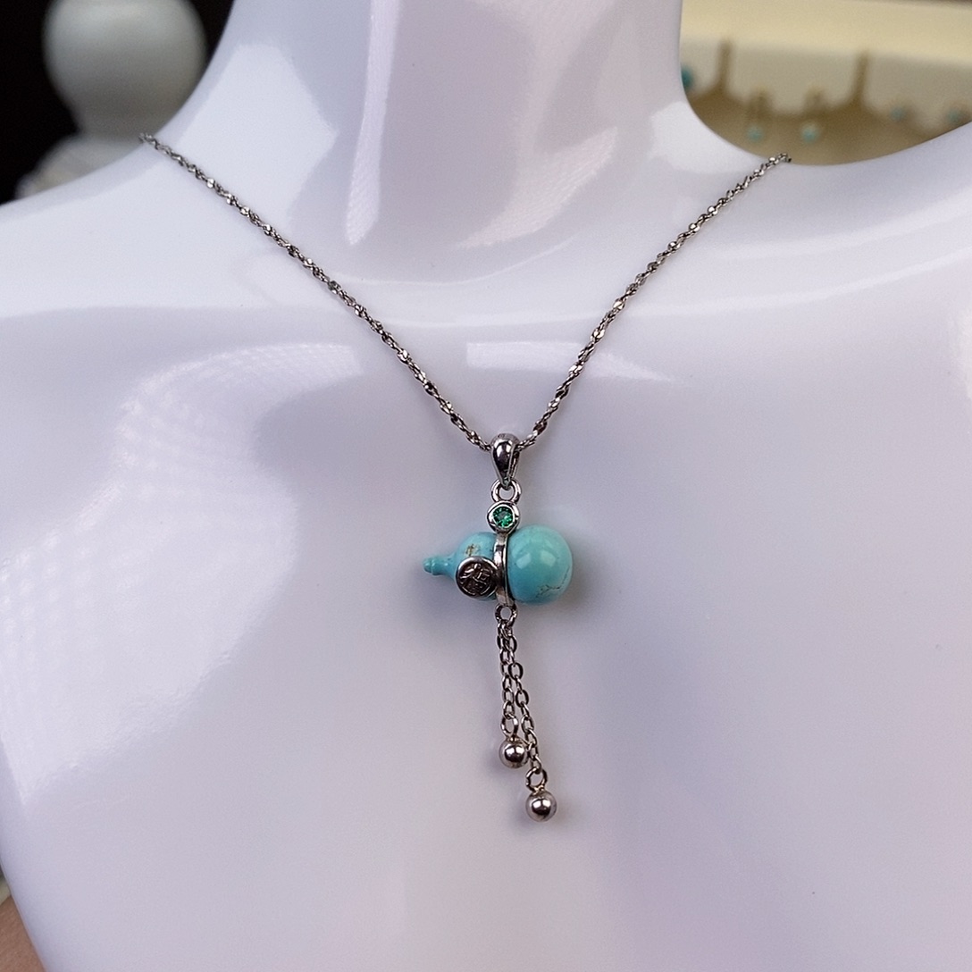 绿松石颈饰银S925镶嵌