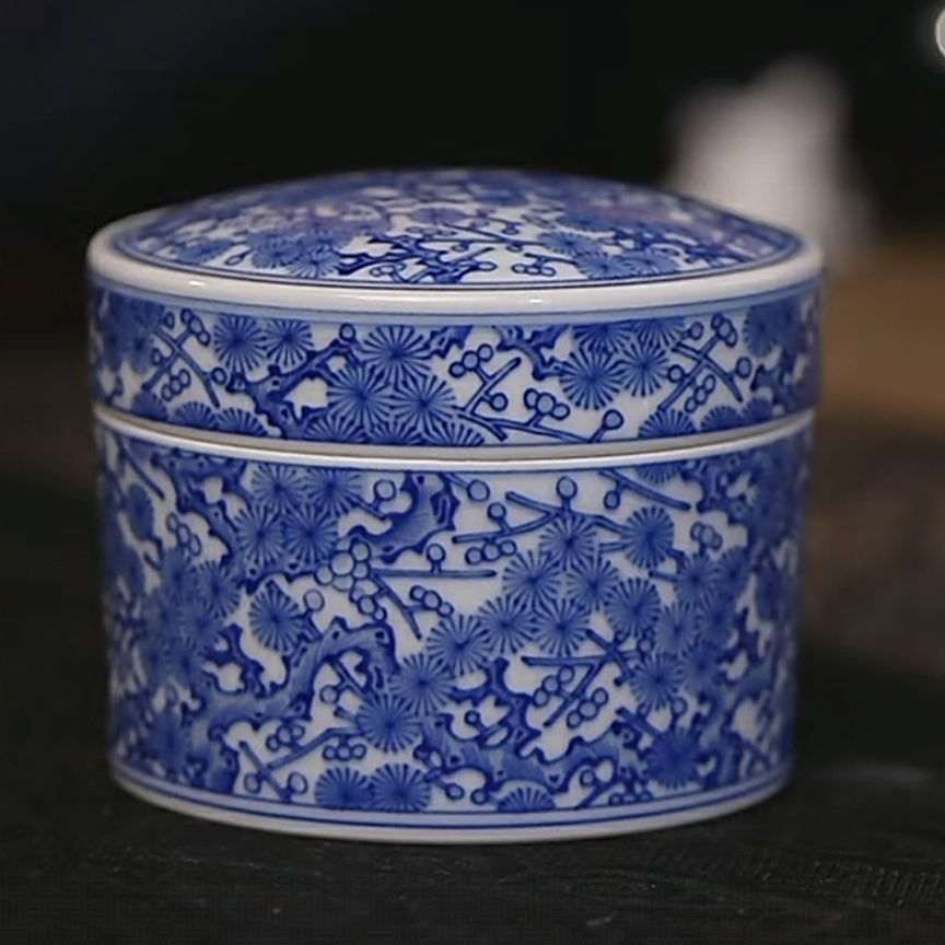 【黄老邪真选】觉山隐窑｜青花重工冰梅砚台水盂灭烟器