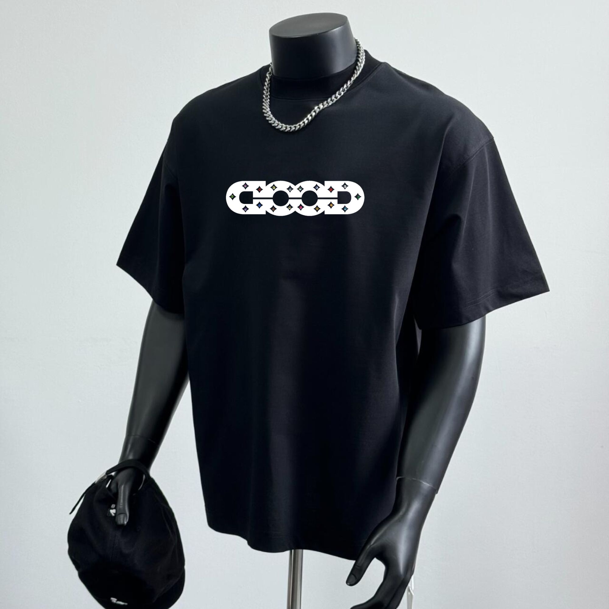 夏季新款重磅320克美式高街复古潮牌男短袖 彩钻镂空宽松百搭上衣