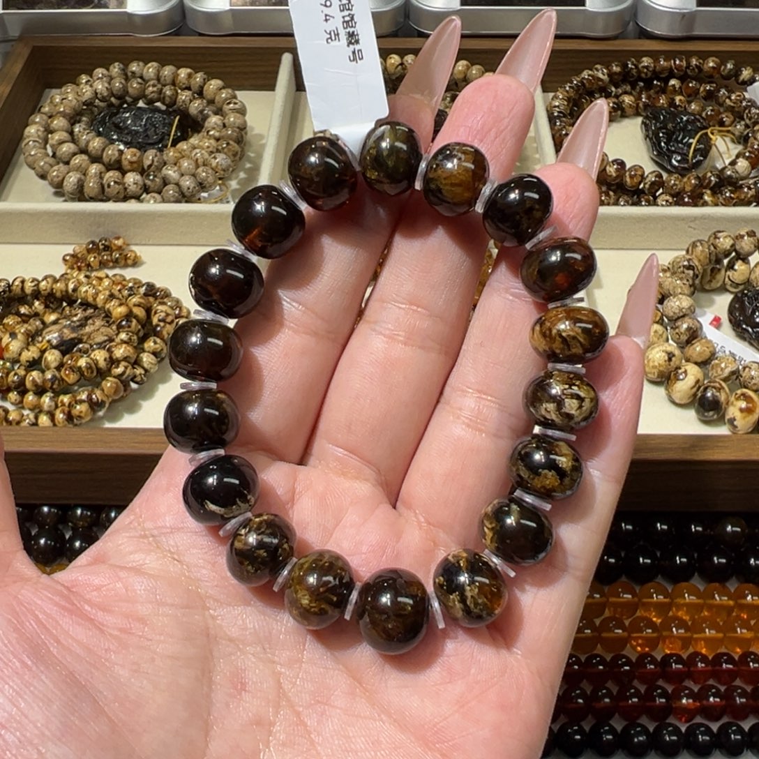 *****琥珀未镶嵌裸石抚顺琥珀12m黑花蜡