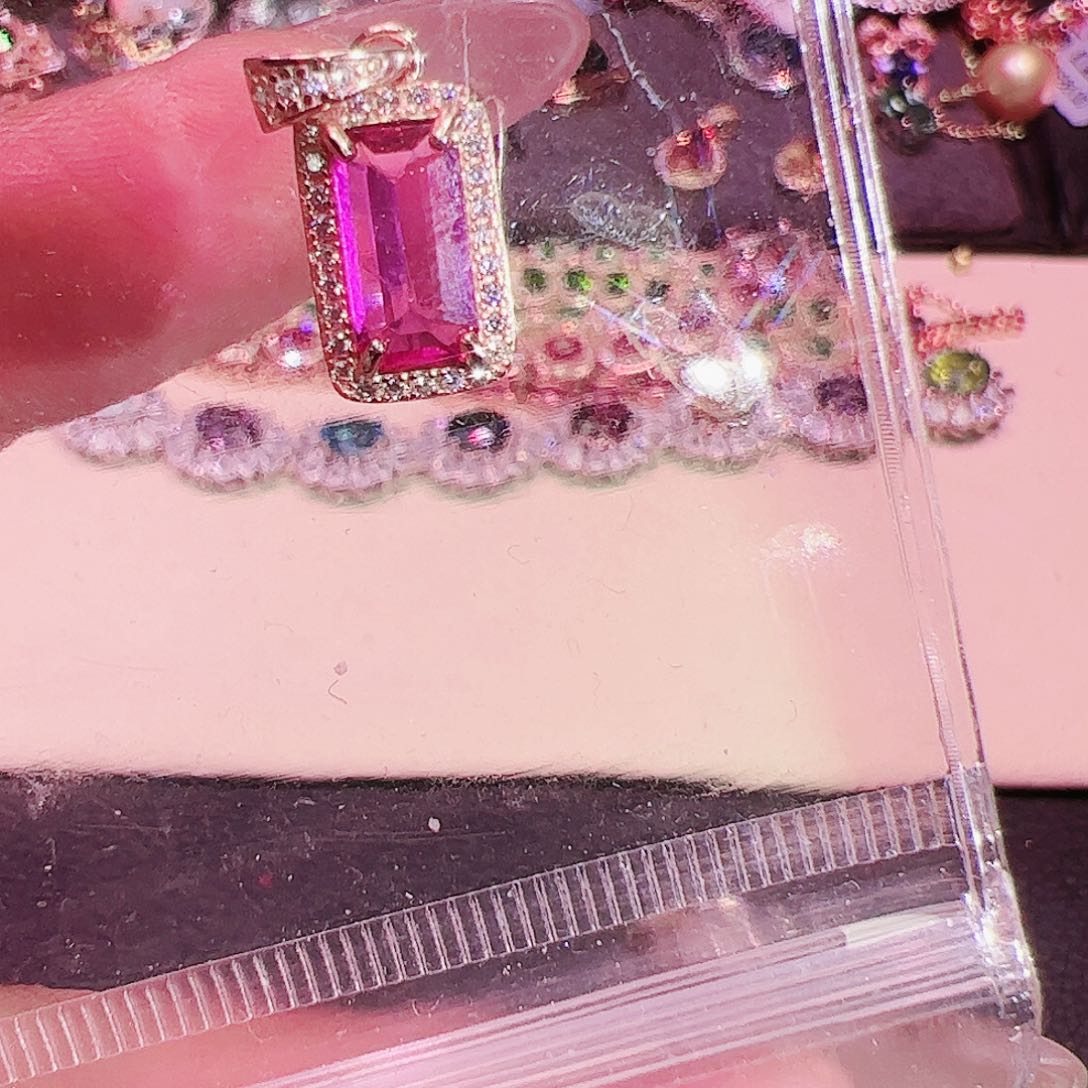 碧玺碧玺吊坠银S925镶嵌