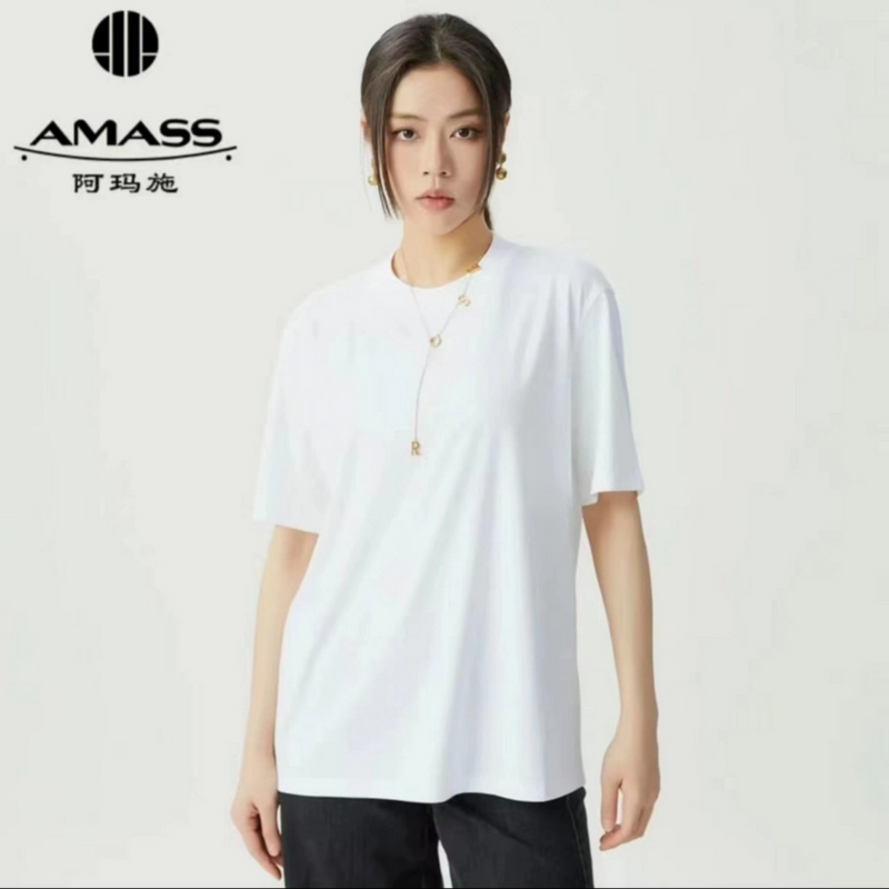 AMASS/阿玛施春夏季质感设计师休闲百搭简约显瘦短袖白色5300902