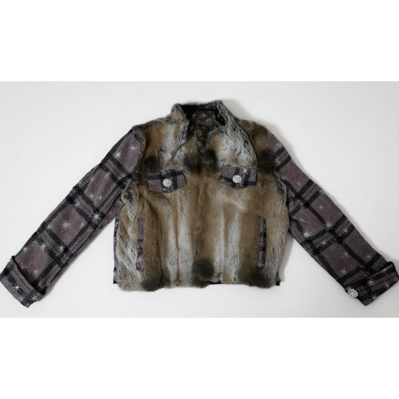 107撞色短款常规均码银兰色咖啡色休闲风短外套