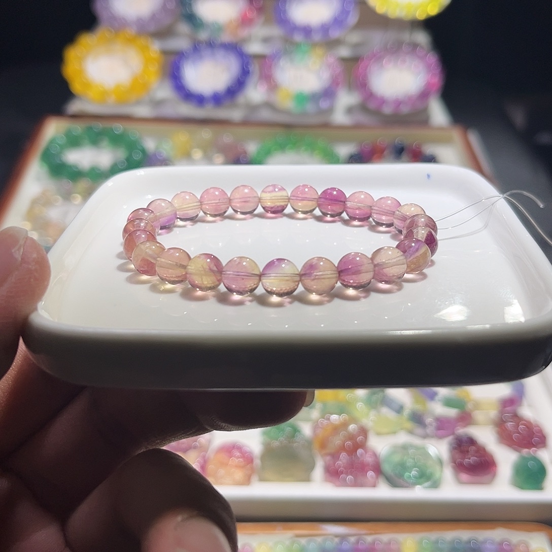 手串未镶嵌萤石蜜桃色单圈8加