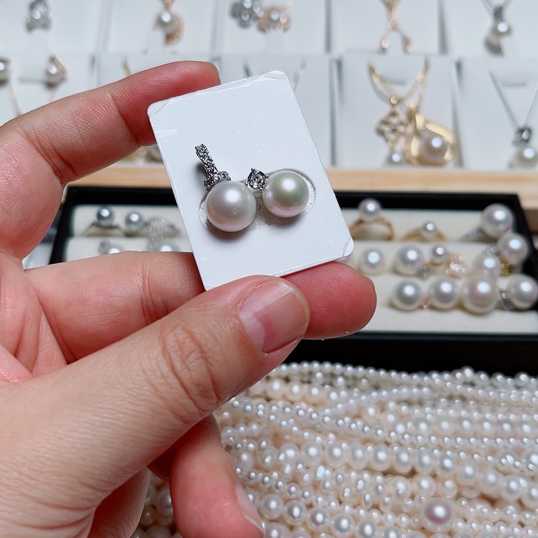 淡水珍珠耳饰银S925镶嵌