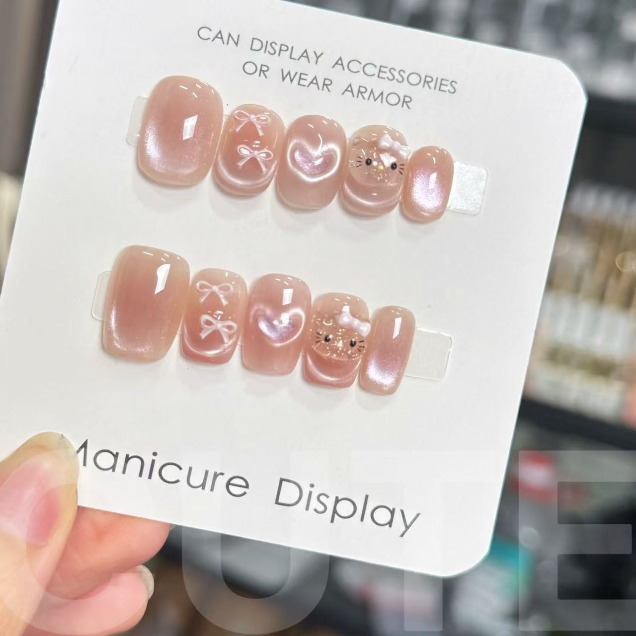 【水晶KT】粉嫩哈基米猫爪印纯手工可爱显白穿戴甲美甲贴片