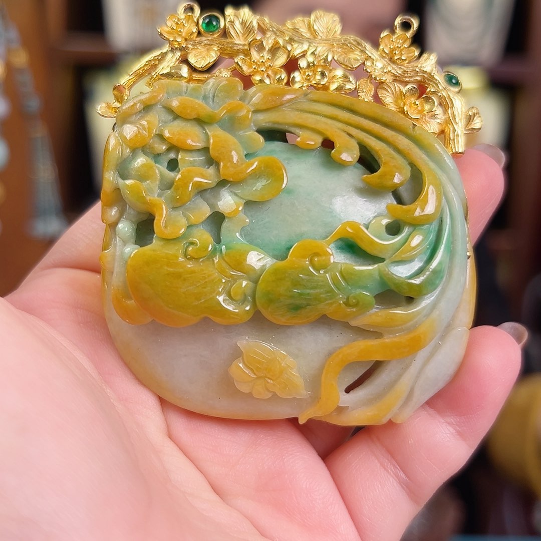 翡翠银S925镶嵌颈饰国风