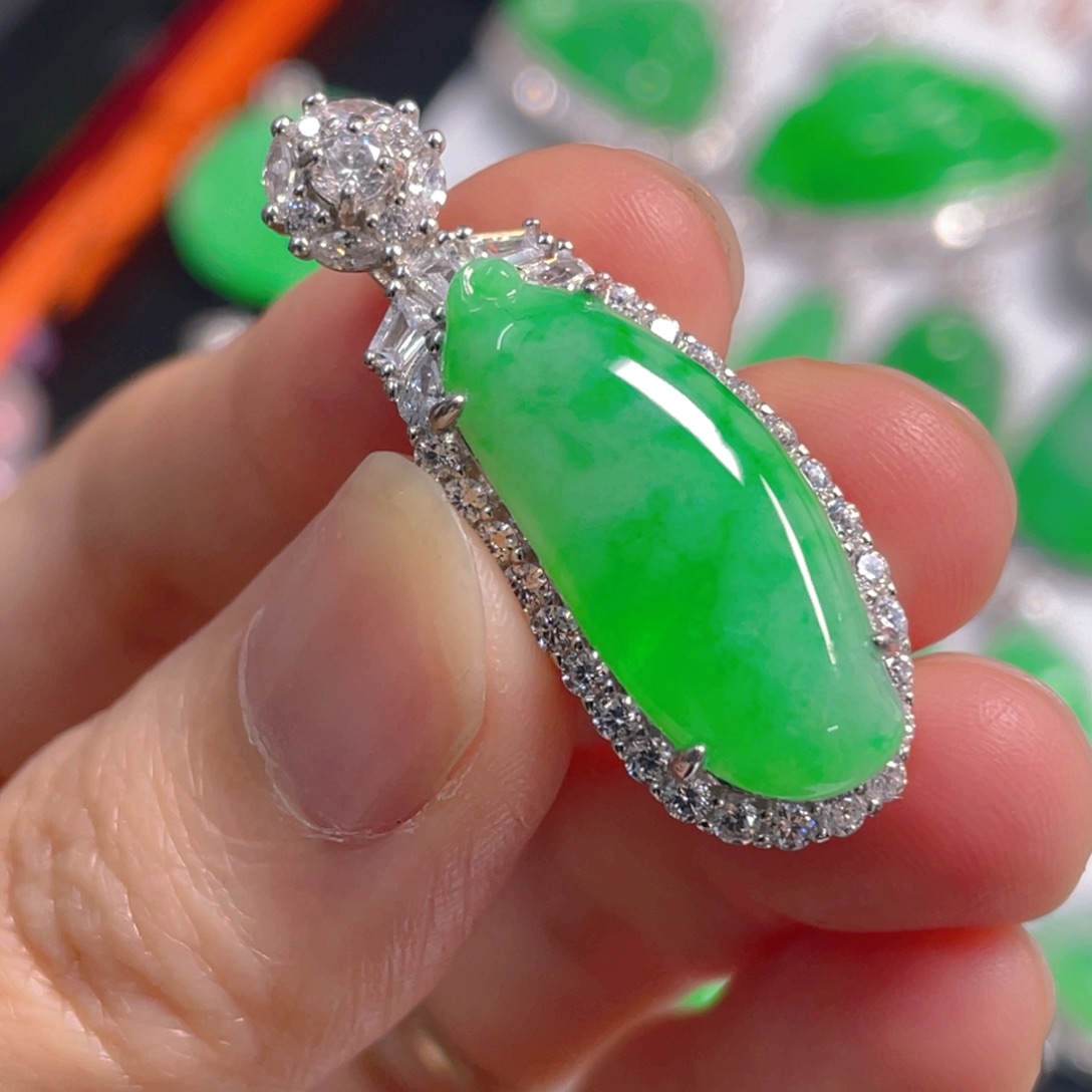 翡翠银S925镶嵌吊坠(不含链)