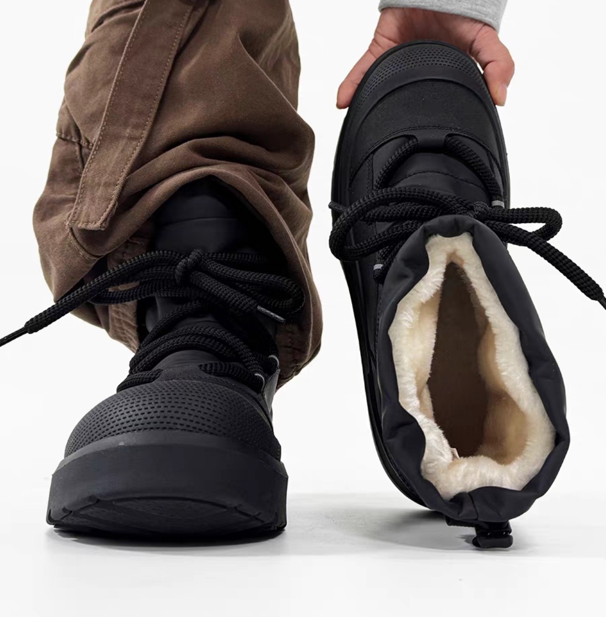 雪地靴男小众设计感户外登山鞋冬季加绒加厚保暖东北棉鞋马丁靴男