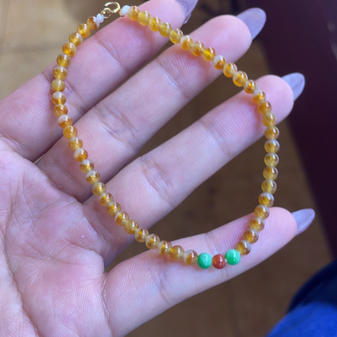 翡翠18K金镶嵌颈饰手串