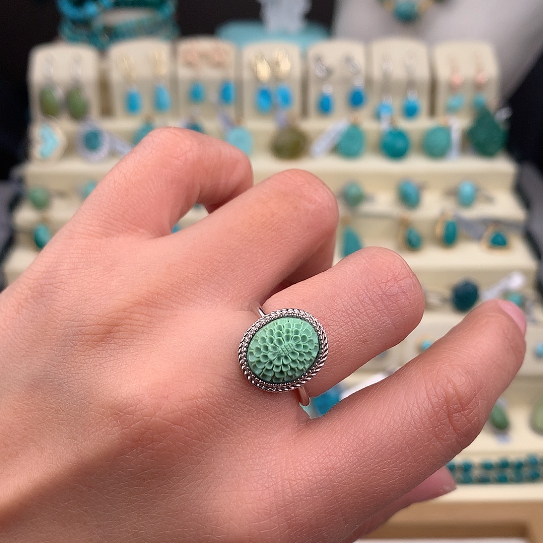 绿松石银S925镶嵌戒指