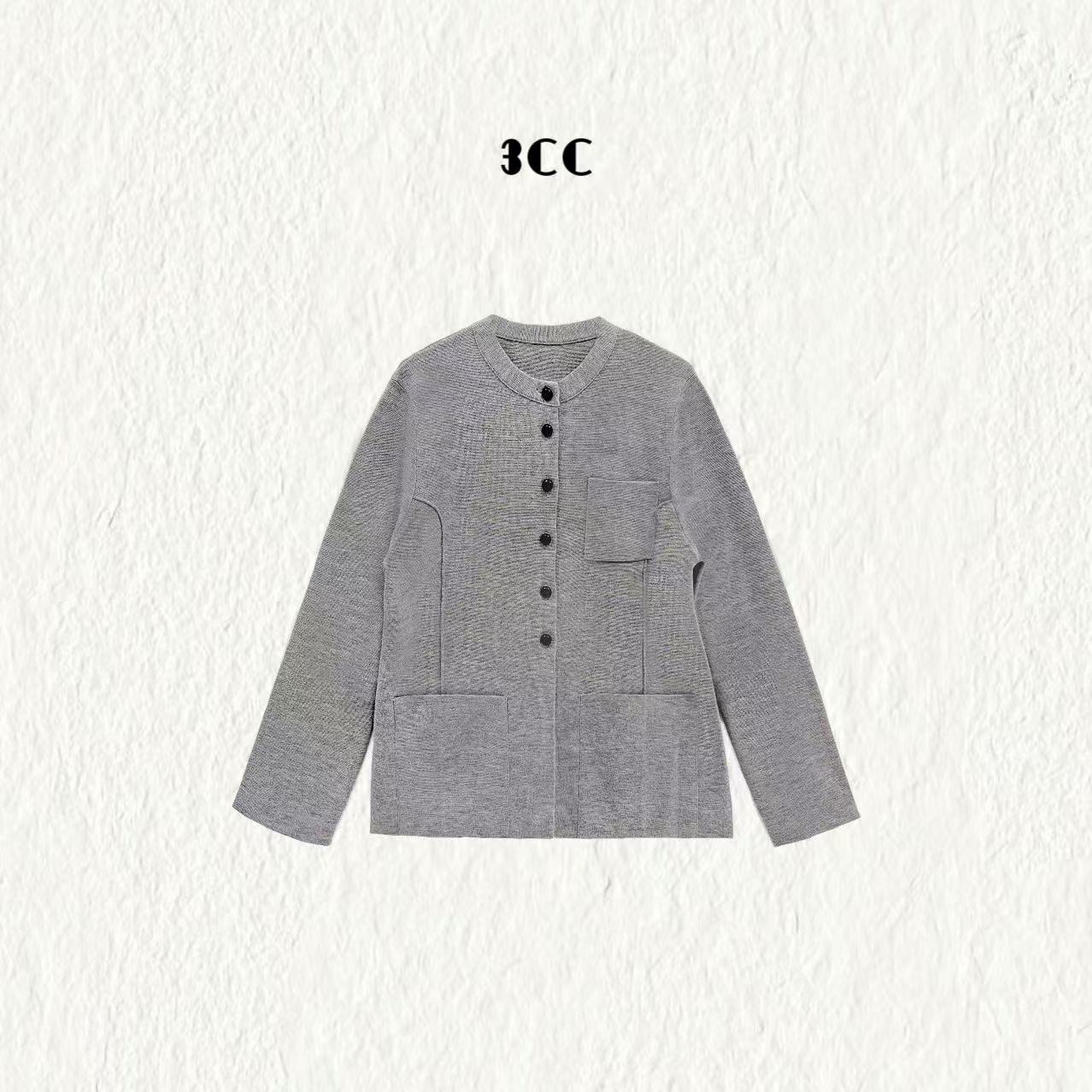 3CC【英伦老钱】极简设计老钱单排扣针织开衫【90%羊毛10羊绒】8863