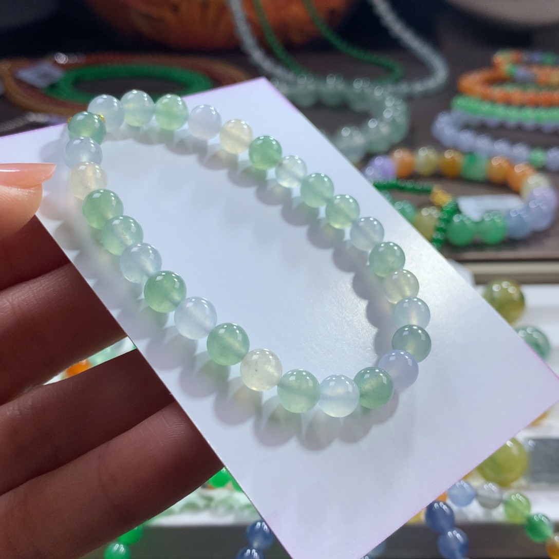 翡翠未镶嵌手链！纯净冰胶幻彩卡6.5