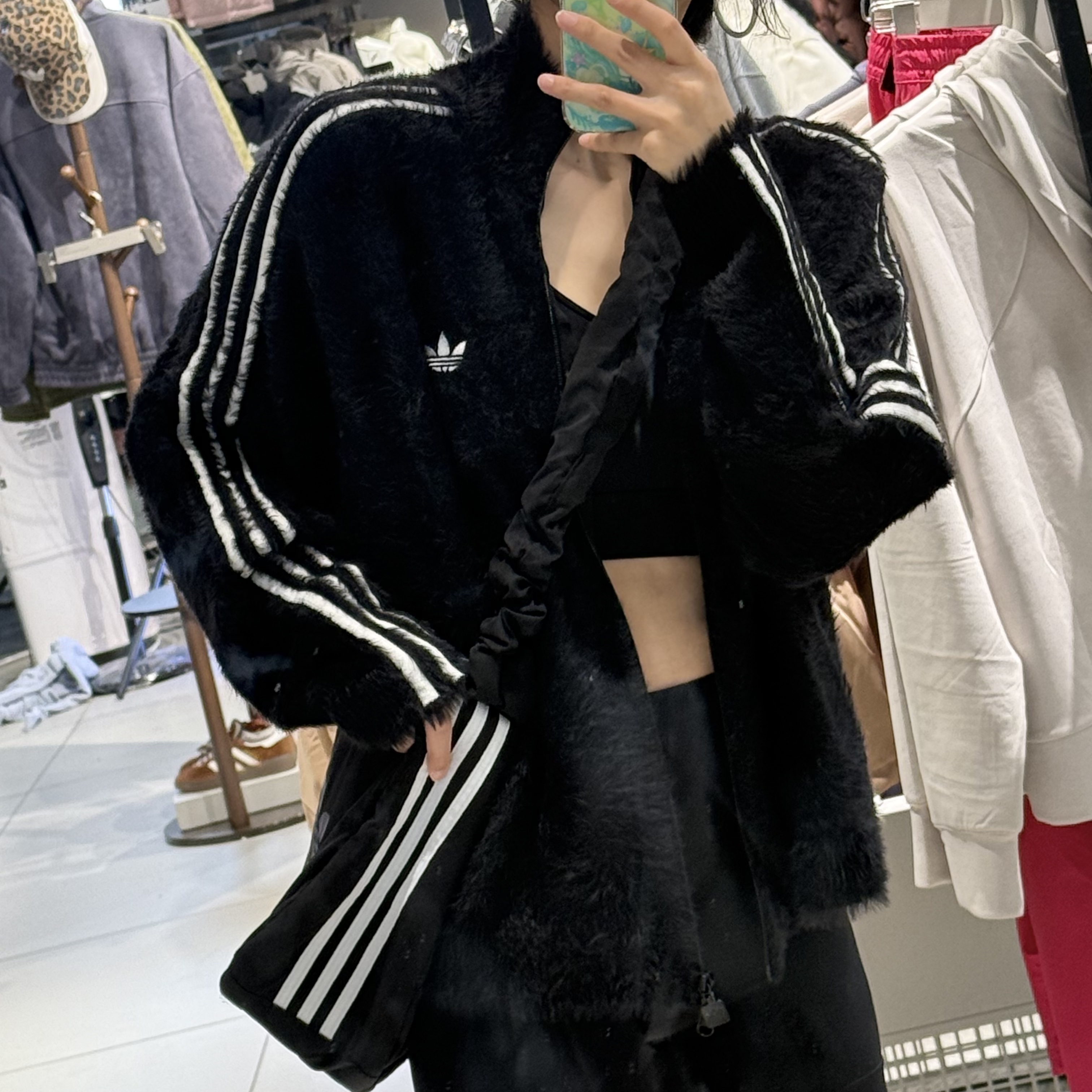 adidas/阿迪达斯FAUX MOHAIR TRACKTOP 运动宽松夹克外套 KR5145