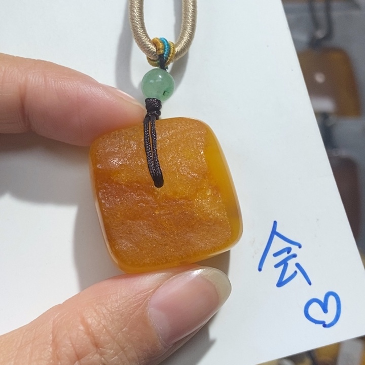定制琥珀未镶嵌琥珀蜜蜡吊坠项链