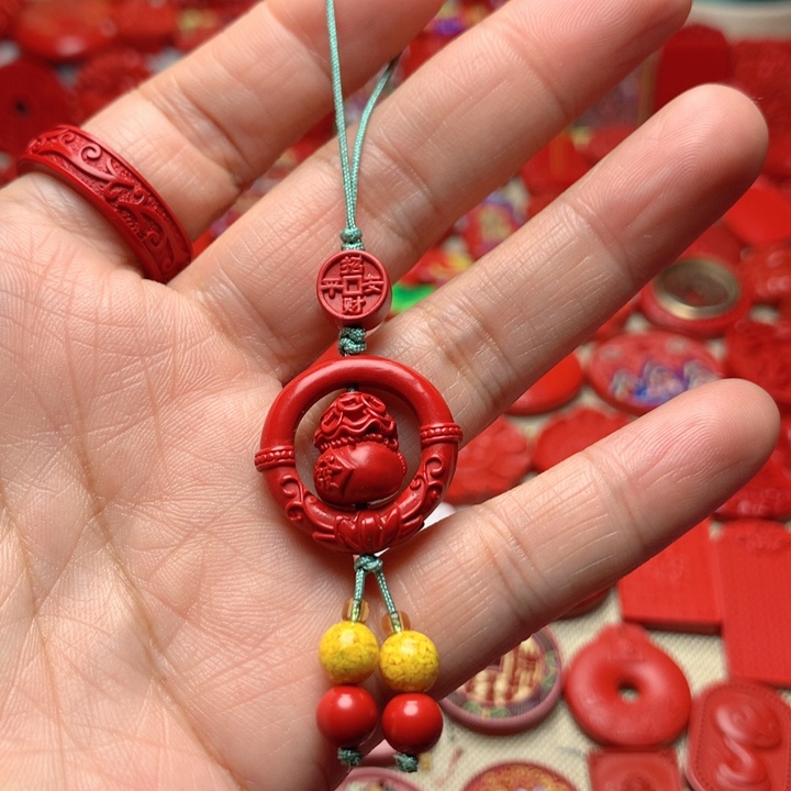 天然辰砂工艺品朱砂手机坠