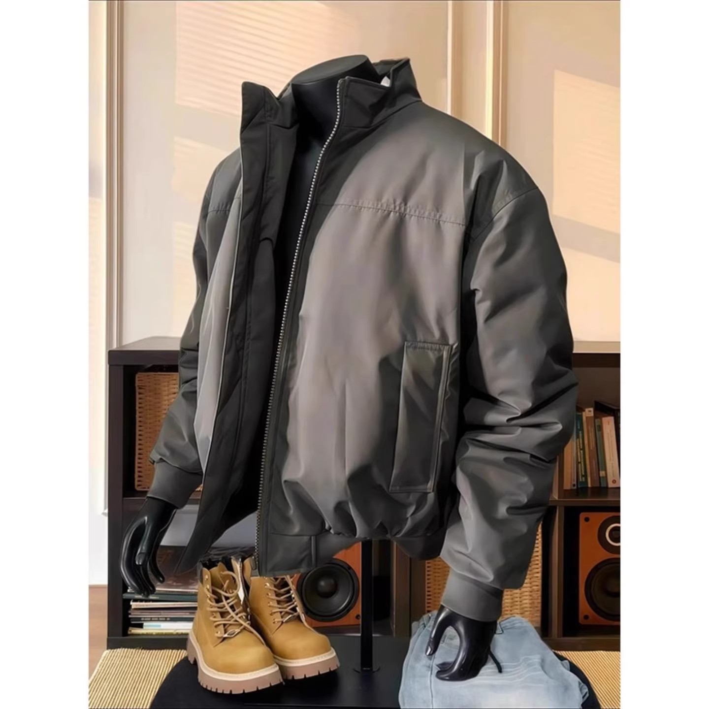 美式三防立领短款冲锋衣棉服男款冬季加厚硬汉飞行员夹克防风棉衣